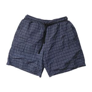 Tribe Navy Blue Geometric Print Drawstring Shorts Elastic Waist Size S EUC